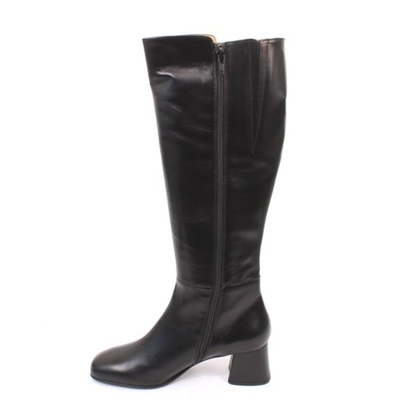 Luca Grossi 871 Black Leather Zip-Up Knee High Platform Boots - Picture 6 of 8